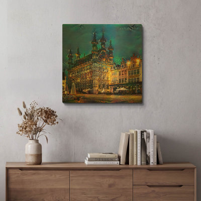 'Belgium Leuven Town Hall' By Pedro Gavidia Gold Metal Wall Art, 24" x 24"
