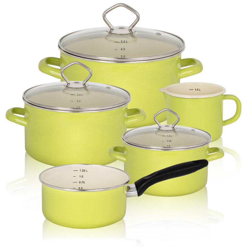 Krüger Enamel Set Sylt 5 Pieces, Green