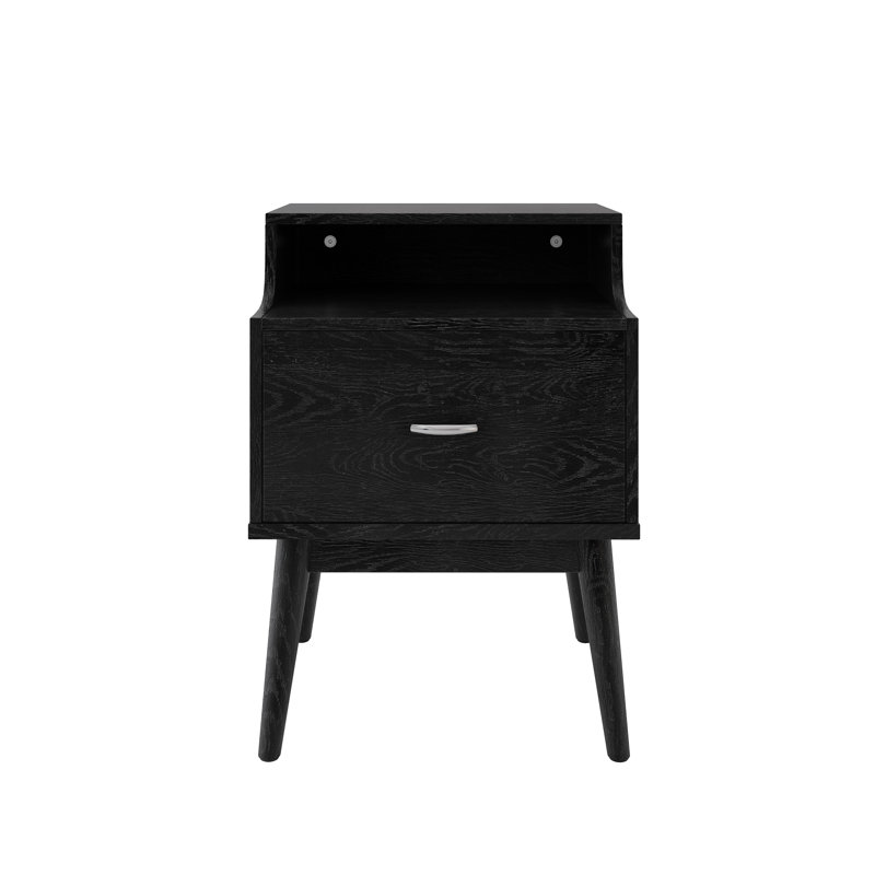 Ensemble de 2 tables de bout avec table de chevet et table de chevet moderne, Noir