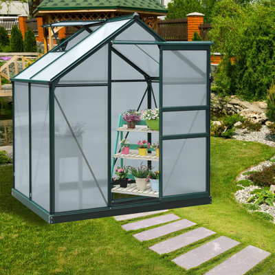 Serre de jardin en polycarbonate en aluminium 6 pi x 4 pi x 6,6 pi