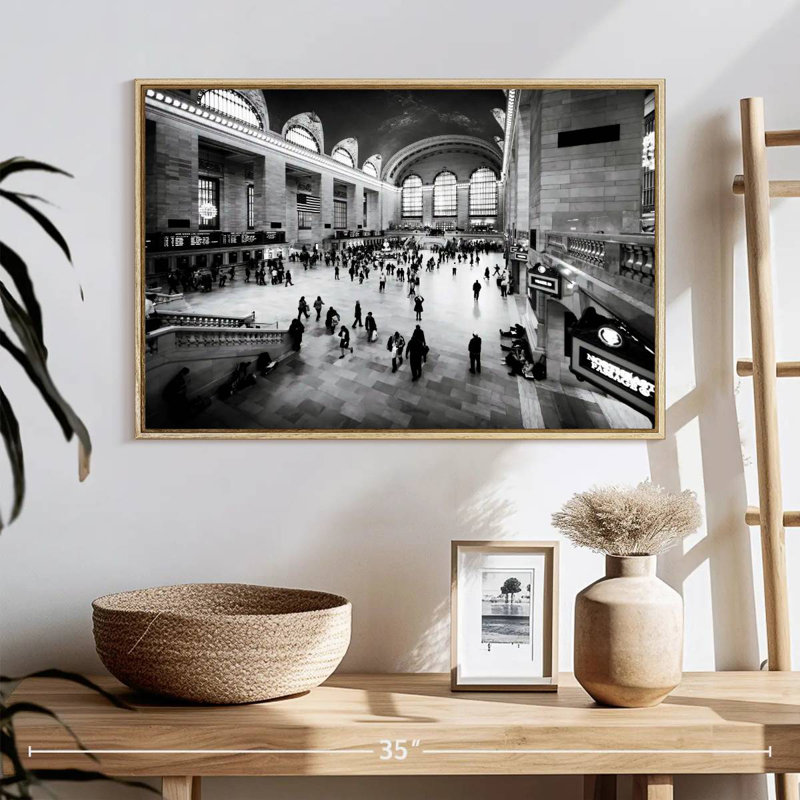 Grand Grand Central, 25 po x 17 po, Cadre flottant en bois naturel