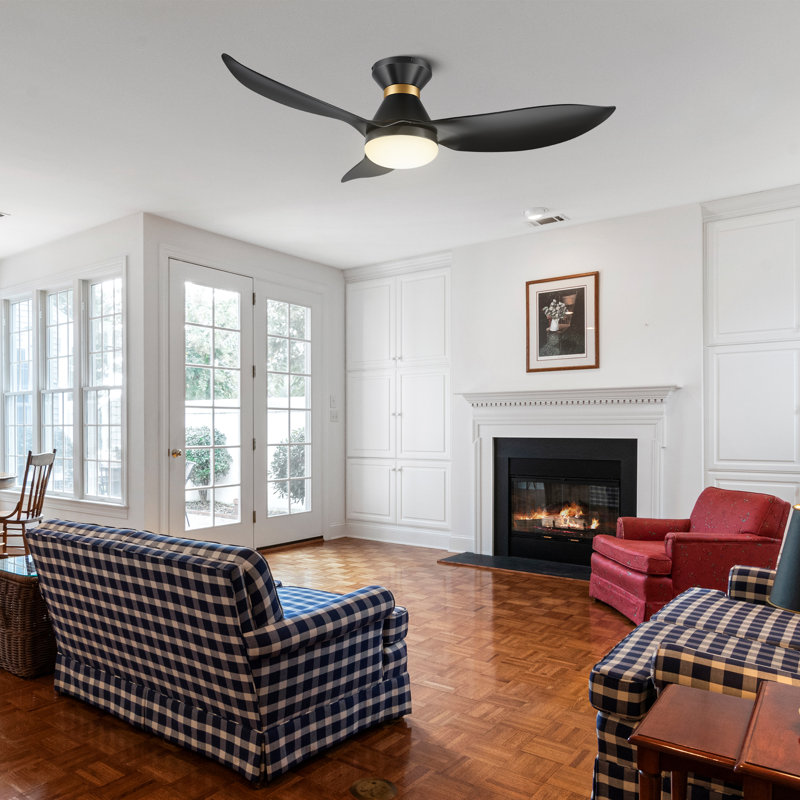 Ventilateur de plafond avec lumières DEL Dyonne, Noir