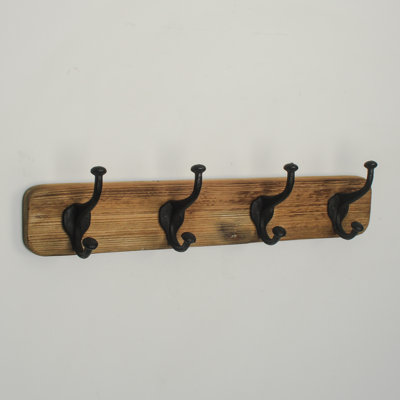 Popplestone Solid Wood 4 - Hook Wall Mounted Coat Rack