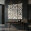 Ensemble de 3 décorations murales en bois Leva, sculpture florale marocaine, finition blanc antique, carré 36 pouces
