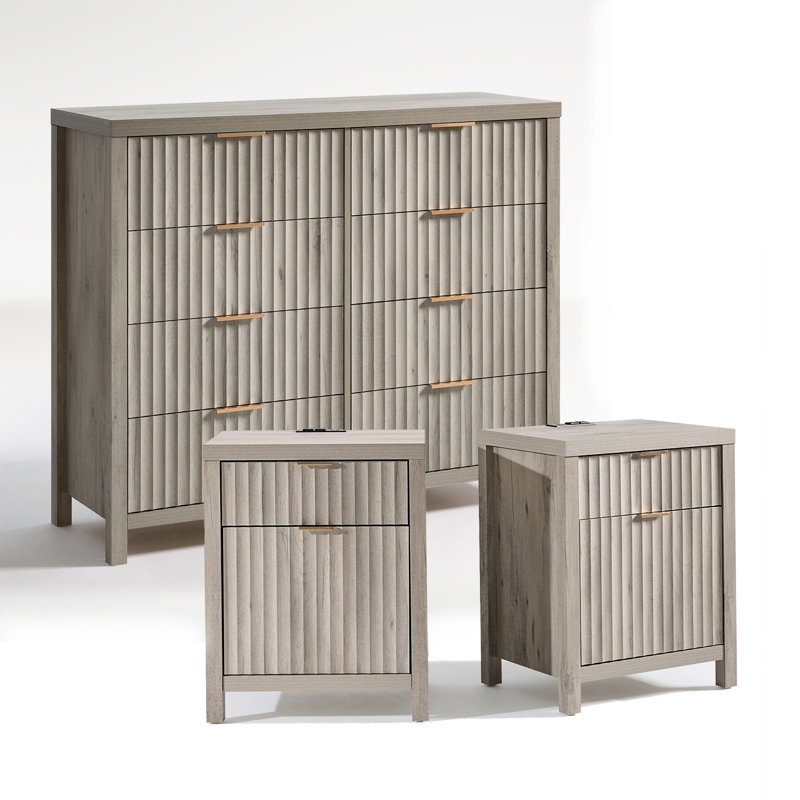  Arrilla 3 Piece Bedroom Set, Greige Oak