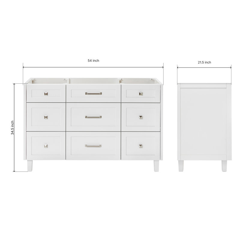 ARIEL Monroe 54 Single Bathroom Vanity Base Only, White
