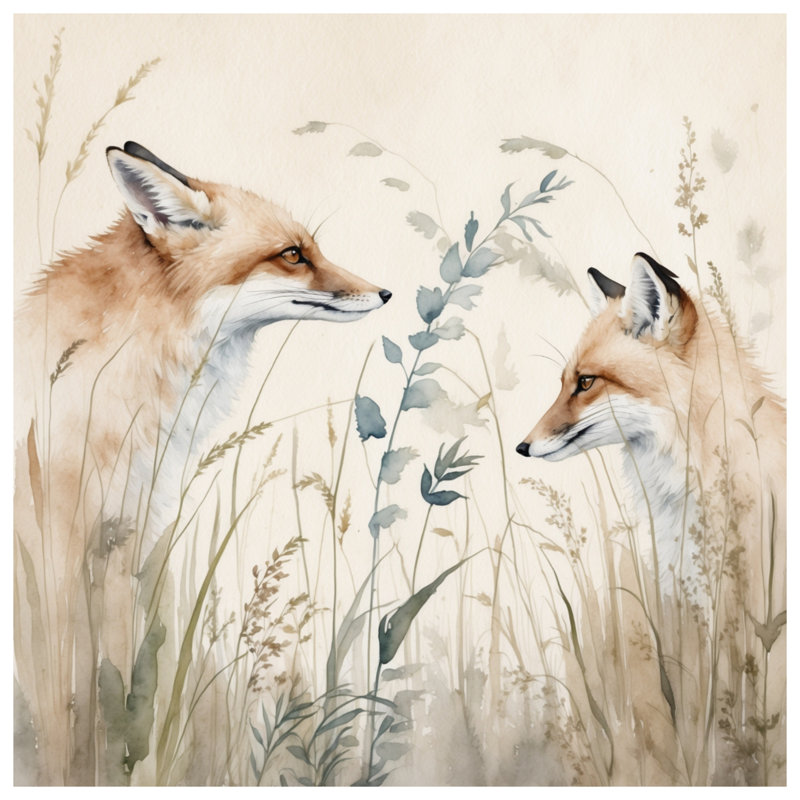 Rideaux de fenêtre Foxes In Grass, 50 po x 80 po - 1 panneau, Transparent