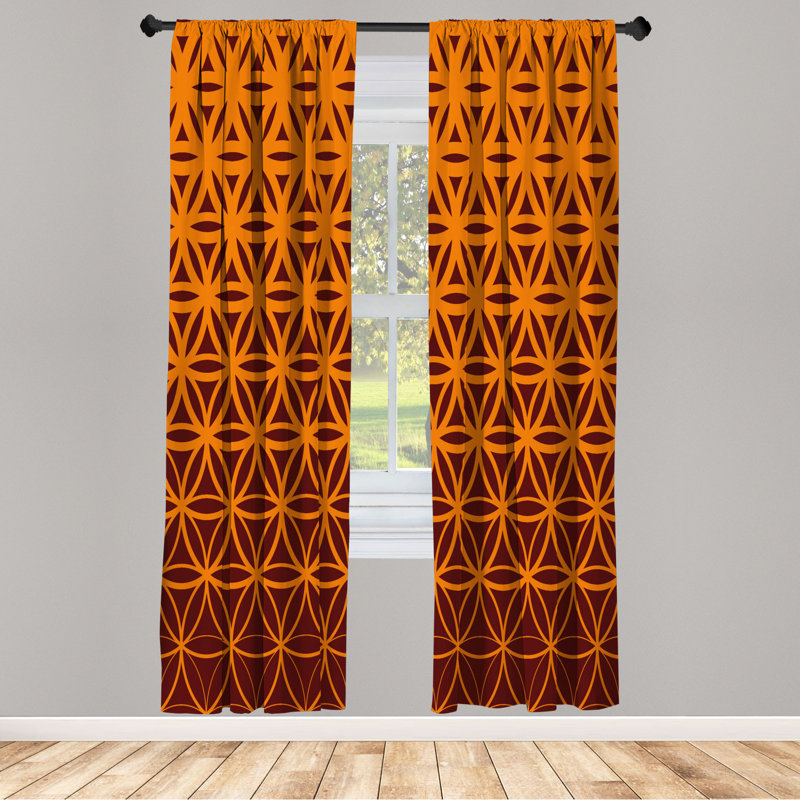 Microfiber Floral Semi-Sheer Rod Pocket Curtain Panels, 28" W x 84" L, Dark Brown