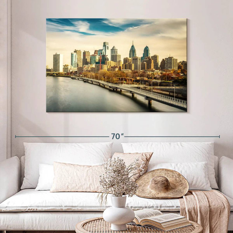 Vue de Philadelphie, H 32 po x l 48 po