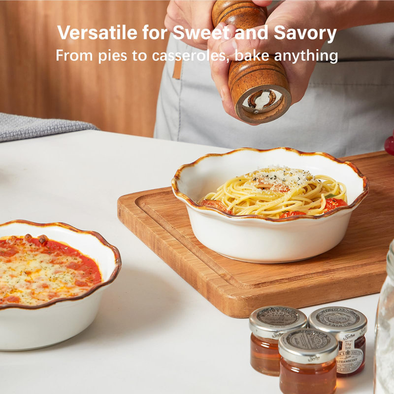 Ensemble de 4 assiettes à tarte en céramique de 6,8 pouces pour la cuisson de petites assiettes à tarte antiadhésives, de petites assiettes à tarte, de 4 assiettes à tarte individuelles