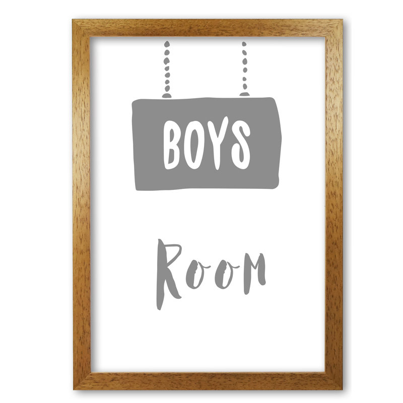Boys Room - Print, 42 cm H x 30 cm W x 5 cm D, Honey Oak Frame
