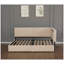 Structure de lit double tapissier avec tête de lit double, 2 tiroirs de rangement, lumière DEL et chargement USB, beige