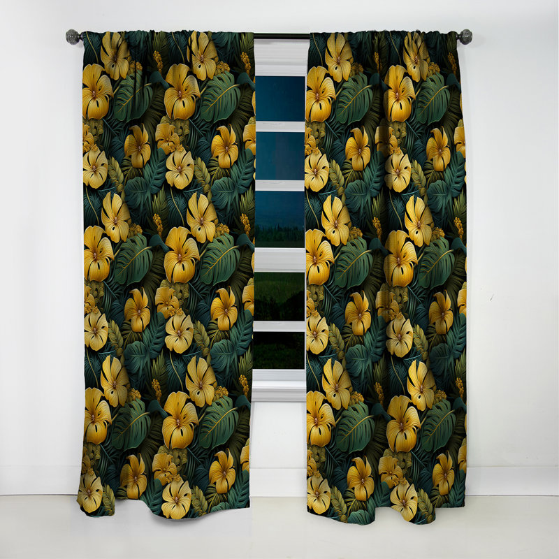 Monstera - motif tropical magique IV - Rideau floral - Rideau occultant floral - 1 panneau, L 52 po x L 84 po