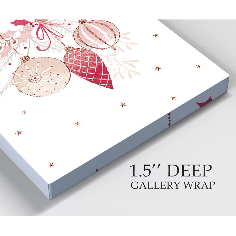 « pretty rose baubles », impression sur toile tendue, H 16 po x l 16 po x P 1 po