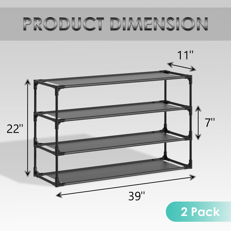 4-tier Stackable Shoe Rack (set Of 2)