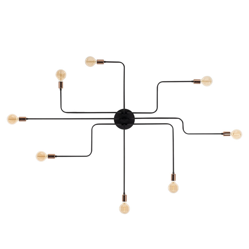 Lustre industriel moderne, structure en métal noir, 74,8 po de diamètre x 5,9 po de hauteur | 6 x douilles E27 de 40 W maximum | Conception élégante et élégante, parfaite pour la salle à manger et les espaces de vie, homologuée IP20 pour une utilisation à l'intérieur