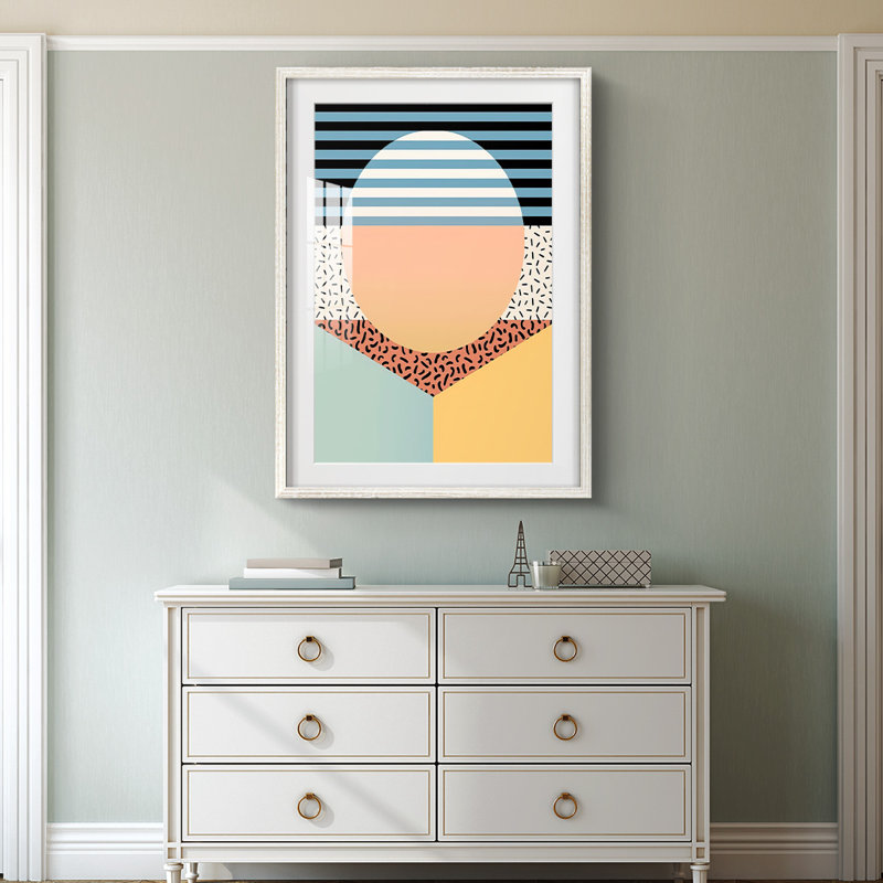 Modern Memphis III - Impression encadrée, Blanc, H 28,5 po x l 20,5 po