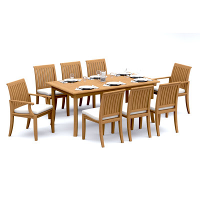 7 Pcs Grade-A Teak Wood Dining Set: 71" Rectangle Table And 6 Lagos Chairs (2 Arm & 4 Armless Chairs) #11LG1602