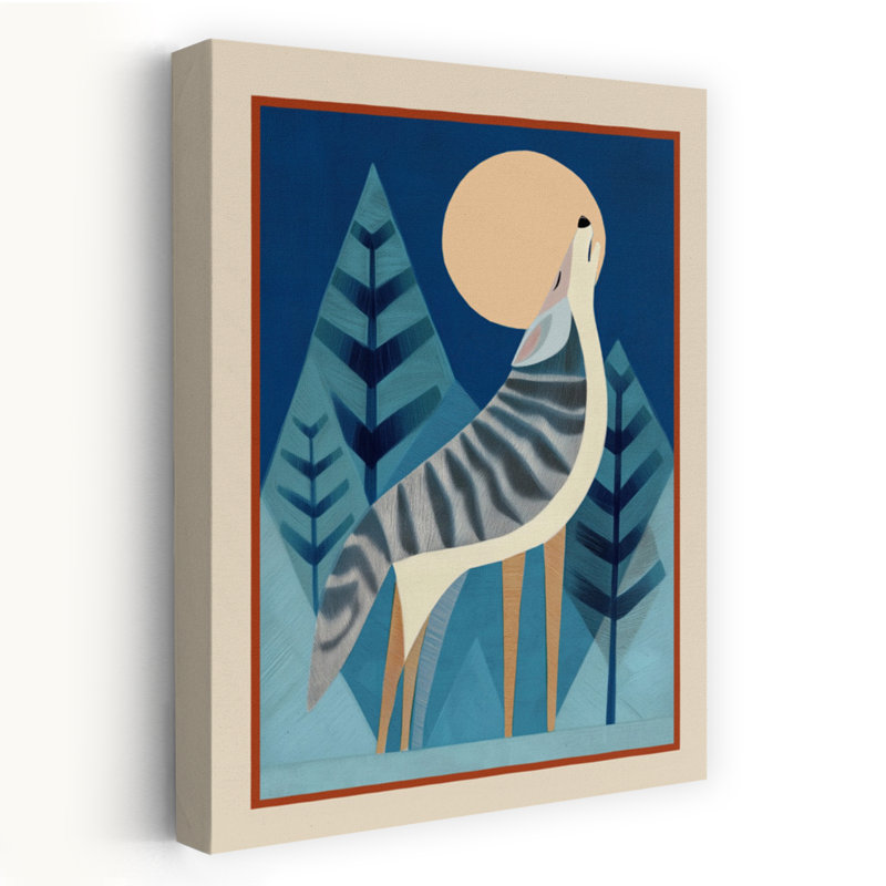 Art contemporain, art abstrait loup, forêt, faune, H 12 po x l 8 po