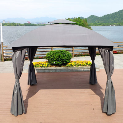 10X10 Ft Outdoor Patio Garden Gazebo Tent With Curtains