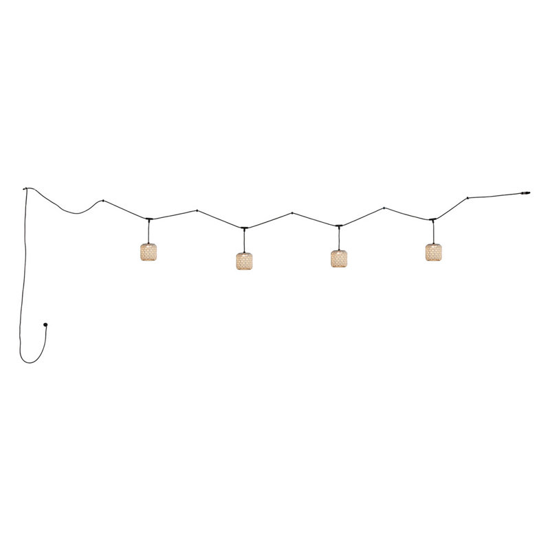 Luminaire suspendu tambour 4 lumières DEL Nans, Beige
