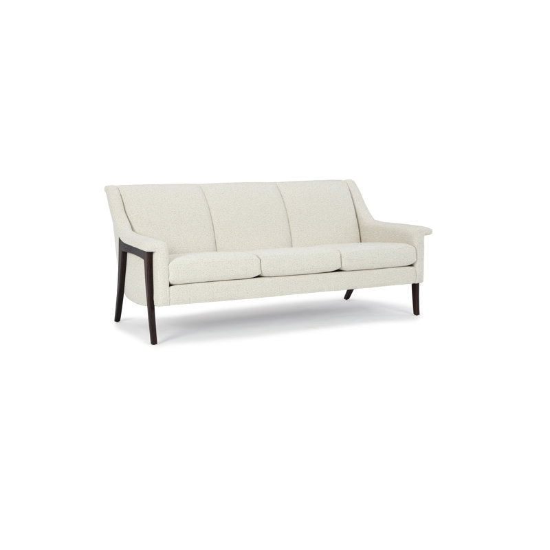 Arlo Sofa, White Heron Polyester, Walnut