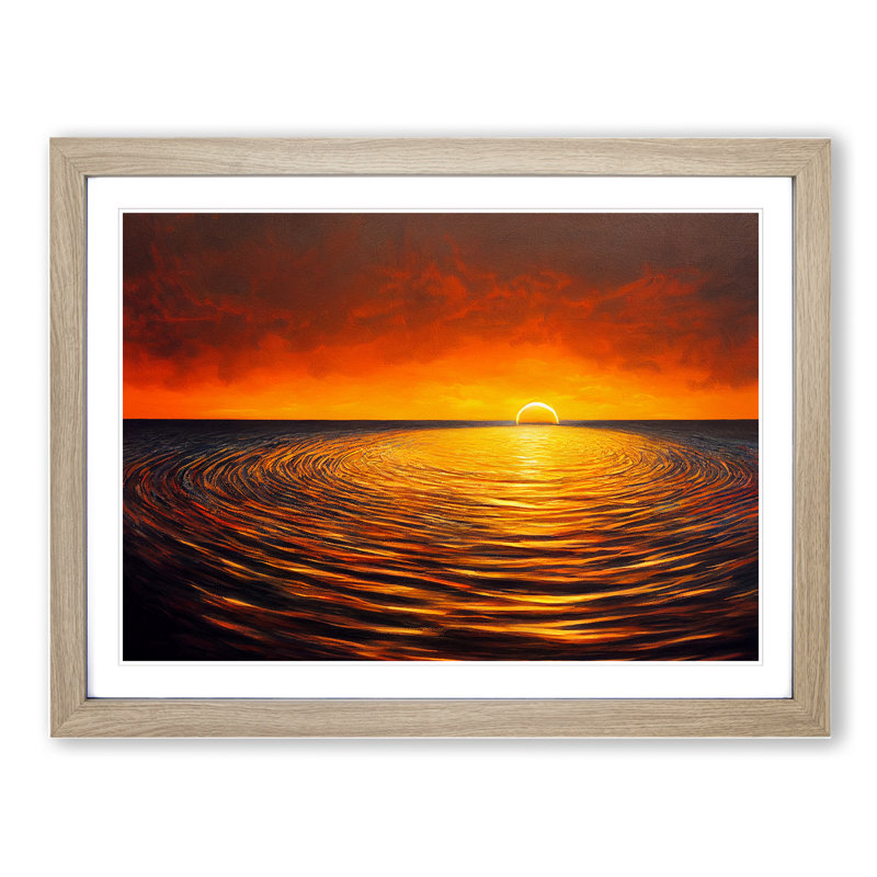 Fascinating Sunset Seascape - Framed Print, 34cm H x 46cm W x 2cm D, Oak Framed