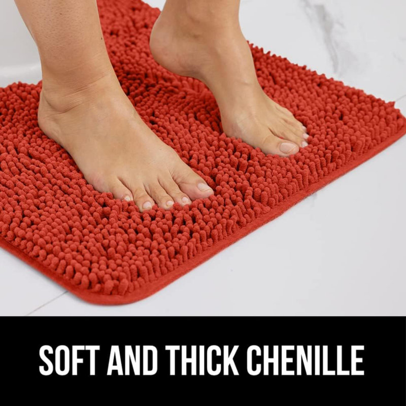 Bath Rug Mat 24X17, Thick Soft Absorbent Chenille, Rubber Backing Quick Dry Microfiber Mats, Machine Washable Rugs For Shower Floor, Bathroom Runner Bathmat Accessories Decor