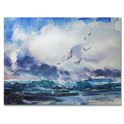 Vague et goélands - Peinture sur toile