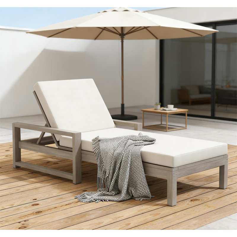 5-Position Chaise Lounge Outdoor with Cushion & Adjustable Backrest, Gray, 1