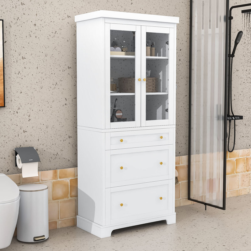 Armoire haute polyvalente avec tablette ouverte, tiroir et sécurité anti-basculement, H 70,20 po x l 30,20 po x P 15,20 po 
