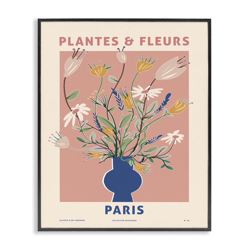 Pastel Plantes & Fleurs, estampe numérique par Reinders, Giclée encadrée noir minuit, H 14 po x l 11 po