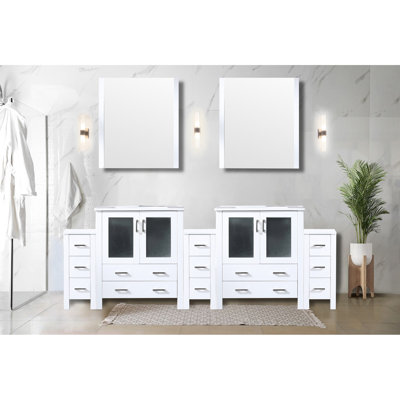 Double Bath Vanity 96 In. White - Solid Wood & Charming White, Scratch Stylish