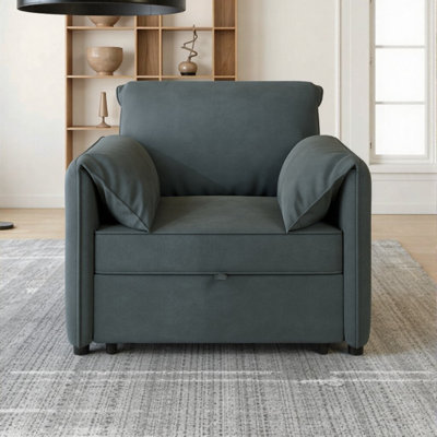 Fauteuil-lit moderne 3-en-1 - Dossier réglable avec accoudoirs réversibles et conception peu encombrante