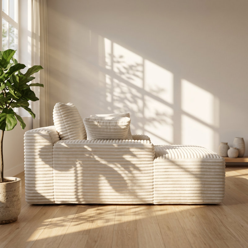 Chaise longue rembourrée en velours côtelé l 66,14 po x P 47,24 po Cozy Cloud