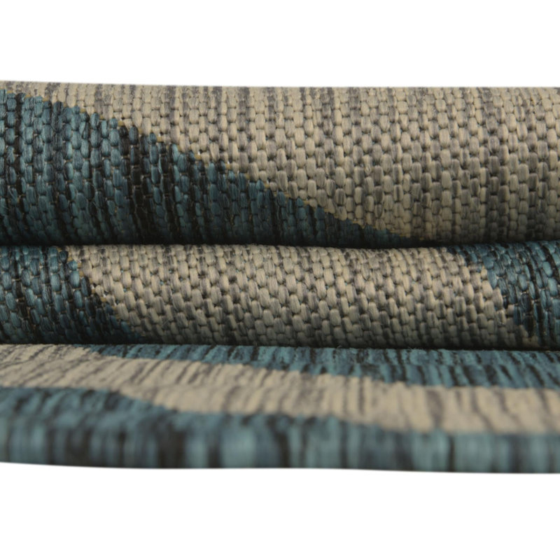 Teal Tsavo Indoor/Outdoor Safari Rug, Round 3'
