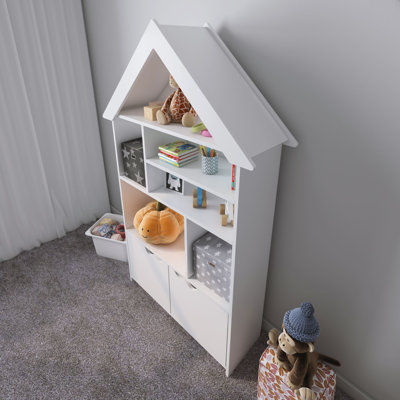 Bibliothèque moderne blanche avec de nombreuses tablettes, 40,6 x 66,5 x 13,0 pouces | 100% panneau de particules enduit de mélamine, épaisseur: 0,7 pouce | Conception murale pour des solutions de rangement élégantes pour la maison et le bureau