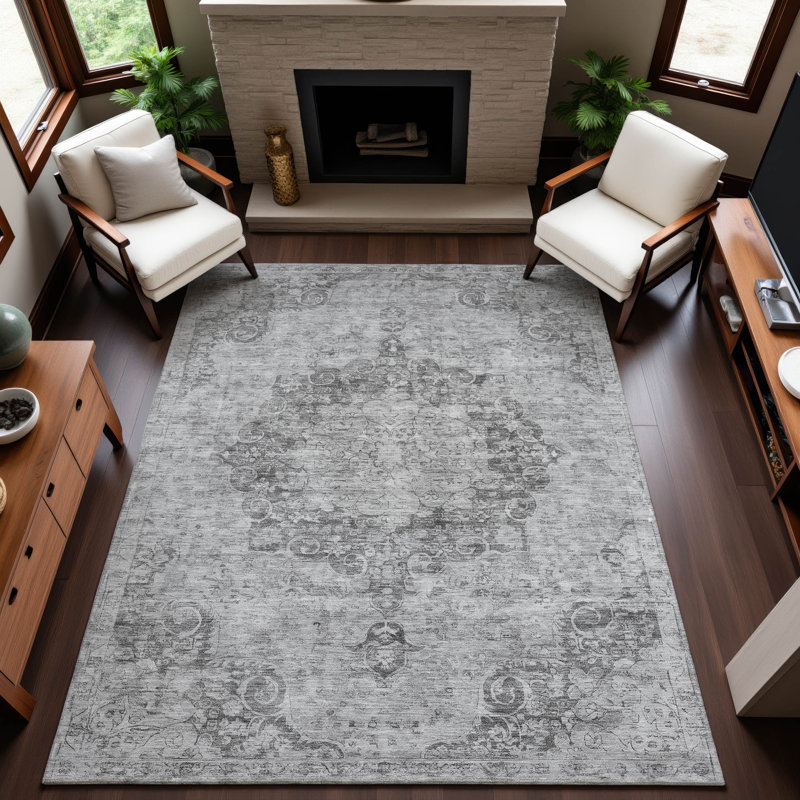 Premium Machine Washable Larock AMF1238 Global Rug, Rectangle 5' x 7'6"