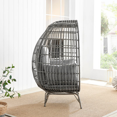 Fauteuil œuf en rotin avec coussin Coffeyville