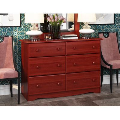 Genai 100% Solid Wood 6-Drawer Double Dresser