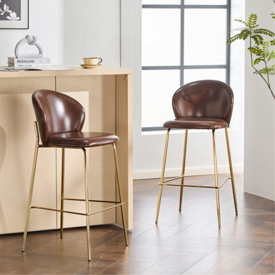 Tabouret de bar d'intérieur rembourré Kira, structure en métal, ensemble de 2
