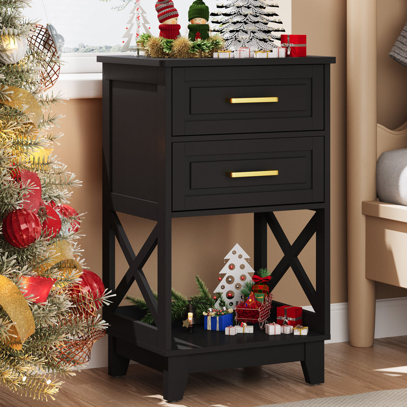 Havelka 2-Drawer Nightstand, Black, Individual
