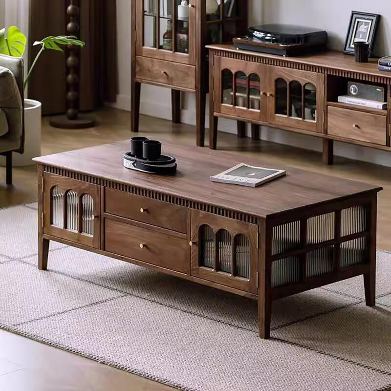 Solid Wood Walnut Coffee Table, 19.7" H x 55.1" L x 27.6" W