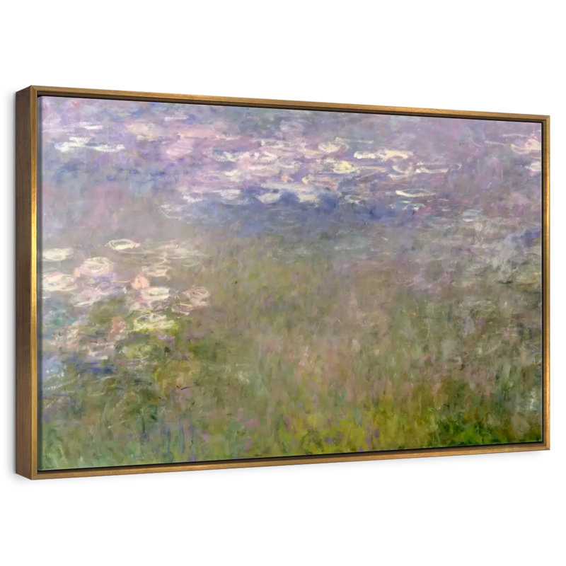 Nymphéas VI, Cadre flottant doré, 40 po x 27 po