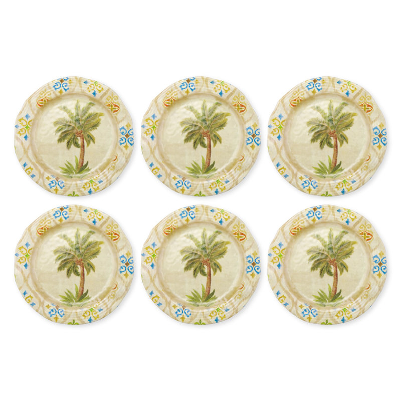 6-Piece Ikat Palm 11" Melamine Plate