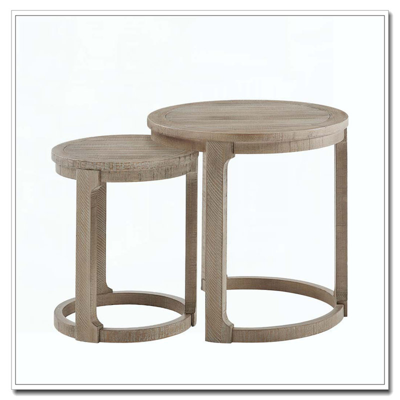 Ensemble de tables rondes 24 "2PCS, Brun pâle