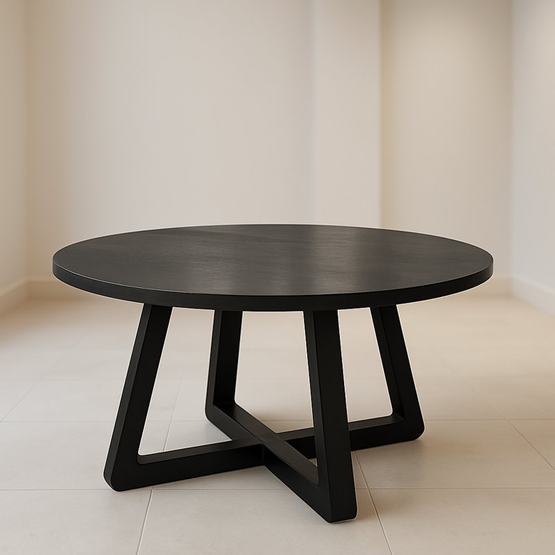 Table de salle à manger Xara de 46 po - entièrement noire avec plateau et dessous noirs