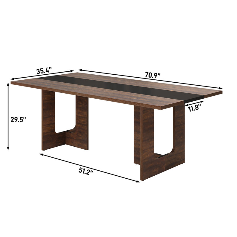 71" Rectangular Farmhouse Dining Table for 6-8, Wood Kitchen Table with Wooden Legs, No Chairs, for Dining Room, Kitchen & Living Room