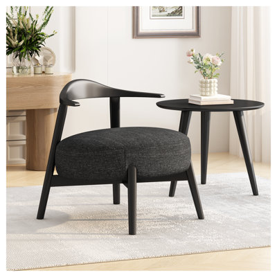 Fauteuil d'appoint moderne en tissu noir avec coussin en mousse haute densité - Méridienne confortable pour le salon et la chambre à coucher