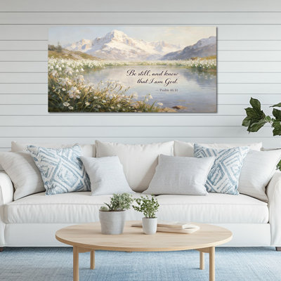 Large Eady - Serene Psalm 46:10 Scripture Canvas Painting, Inspirational Picture Wall Decor for Home and Office, Wrapped Canvas with Pine Frame, 24×48 inches